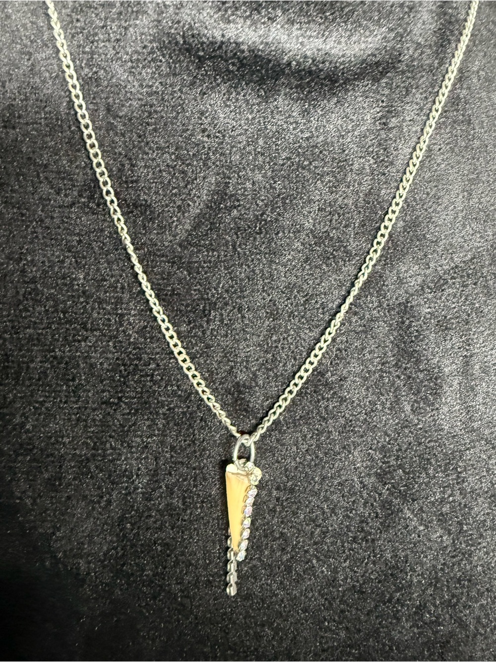Real Shark Tooth Rhinestone Pendant Necklace AB Crystal Silver Chain Handmade